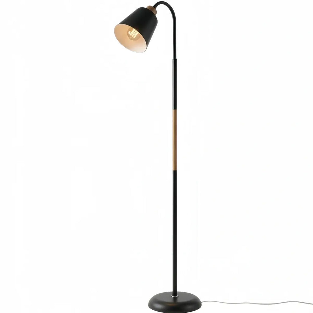 Modern Double Head Floor Lamp — Black/White Metal with Adjustable Living Room - Flindria