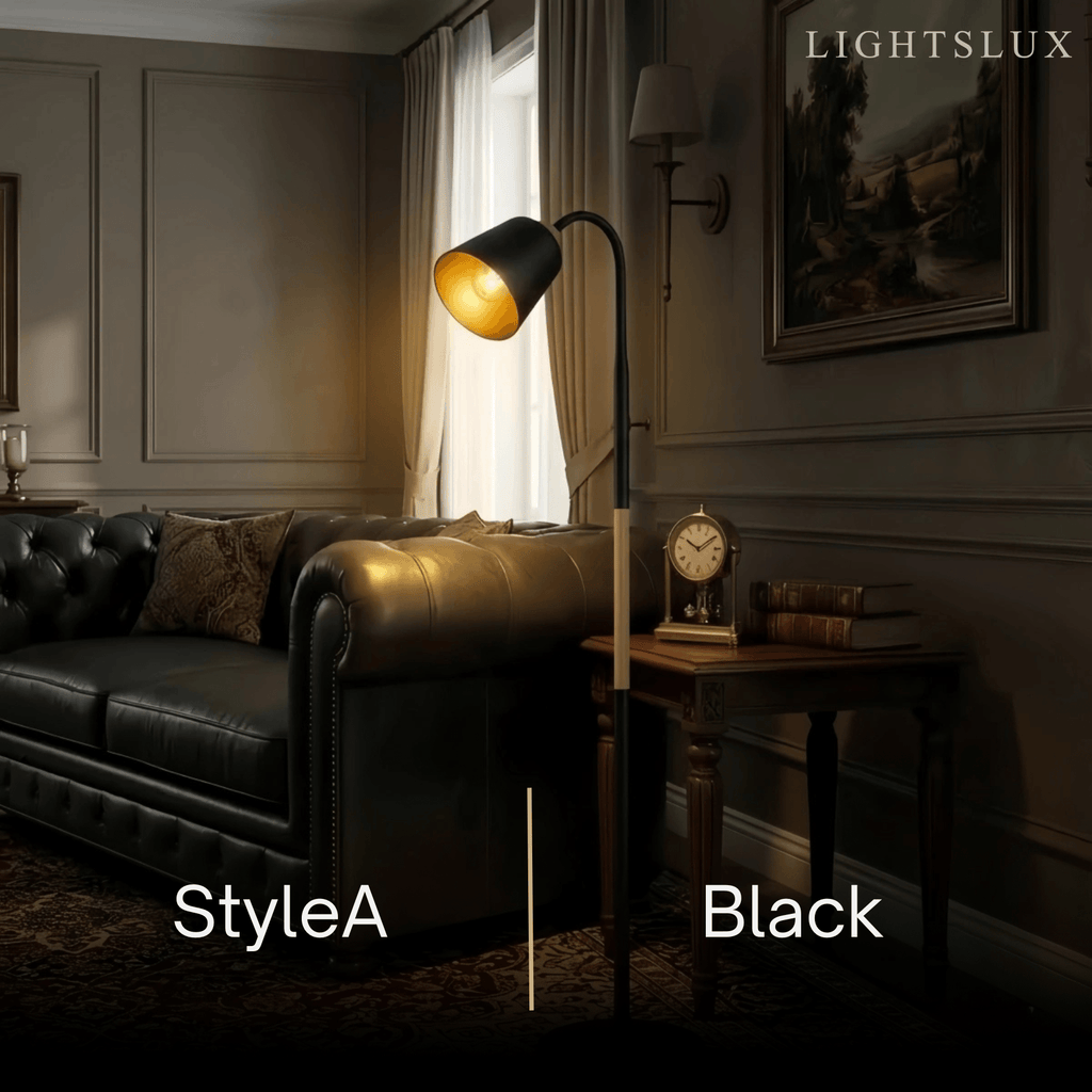 Modern Double Head Floor Lamp — Black/White Metal with Adjustable Living Room - Flindria