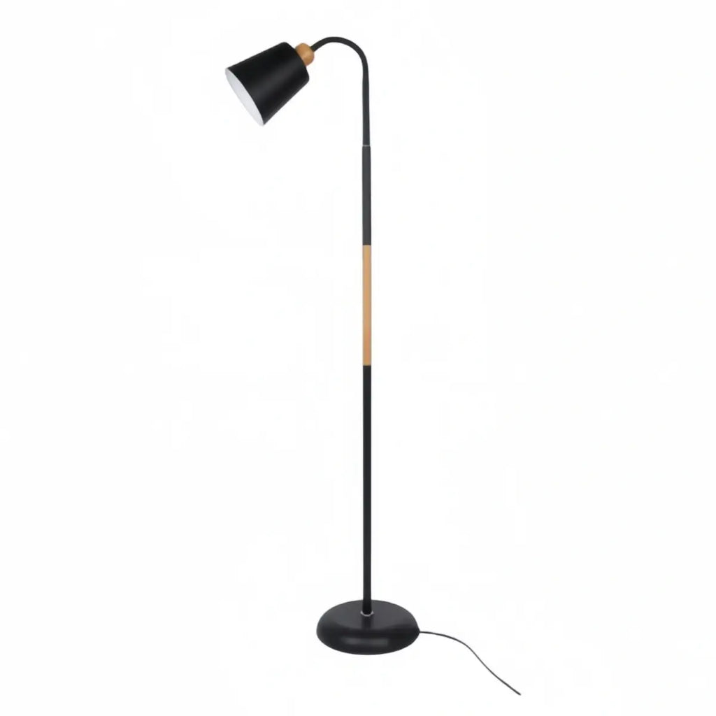 Modern Double Head Floor Lamp — Black/White Metal with Adjustable Living Room - Flindria