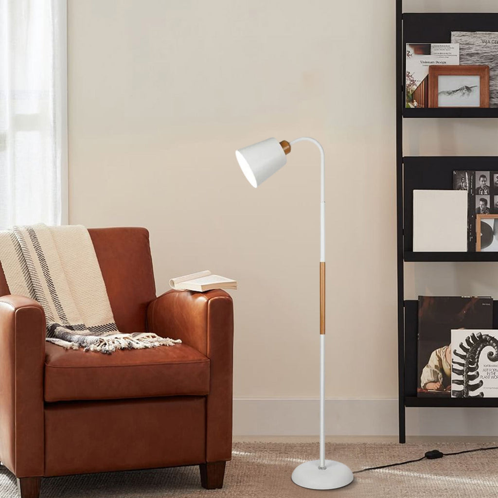 Modern Double Head Floor Lamp — Black/White Metal with Adjustable Living Room - Flindria