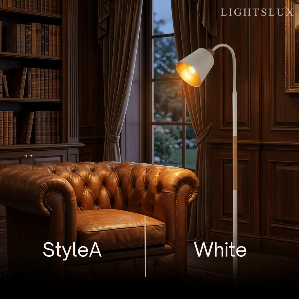 Modern Double Head Floor Lamp — Black/White Metal with Adjustable Living Room - Flindria