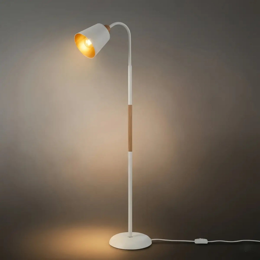 Modern Double Head Floor Lamp — Black/White Metal with Adjustable Living Room - Flindria