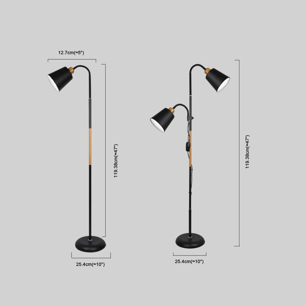 Modern Double Head Floor Lamp — Black/White Metal with Adjustable Living Room - Flindria
