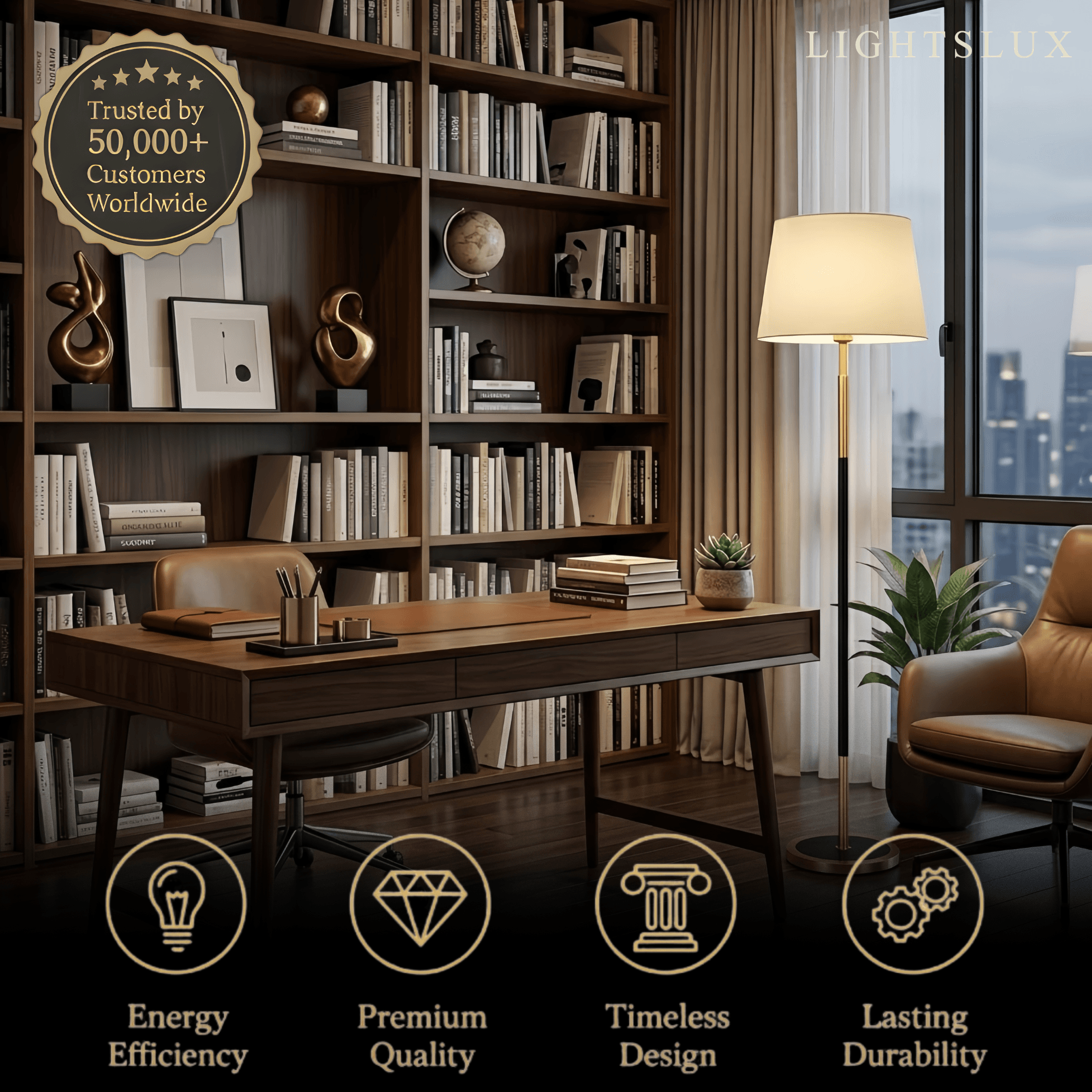 Modern Cylinder Fabric Floor Lamp —  Metal Frame with Warm Glow Indoor - Flindria