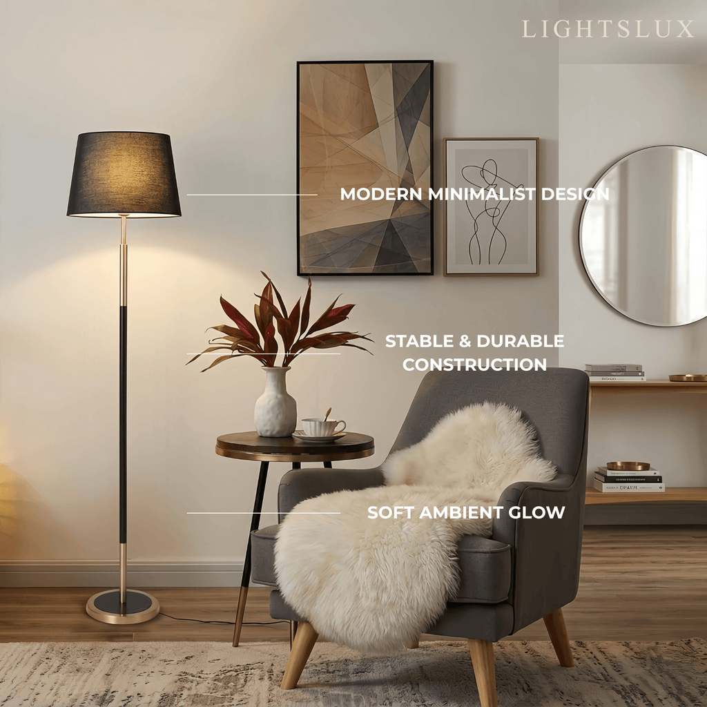 Modern Cylinder Fabric Floor Lamp —  Metal Frame with Warm Glow Indoor - Flindria