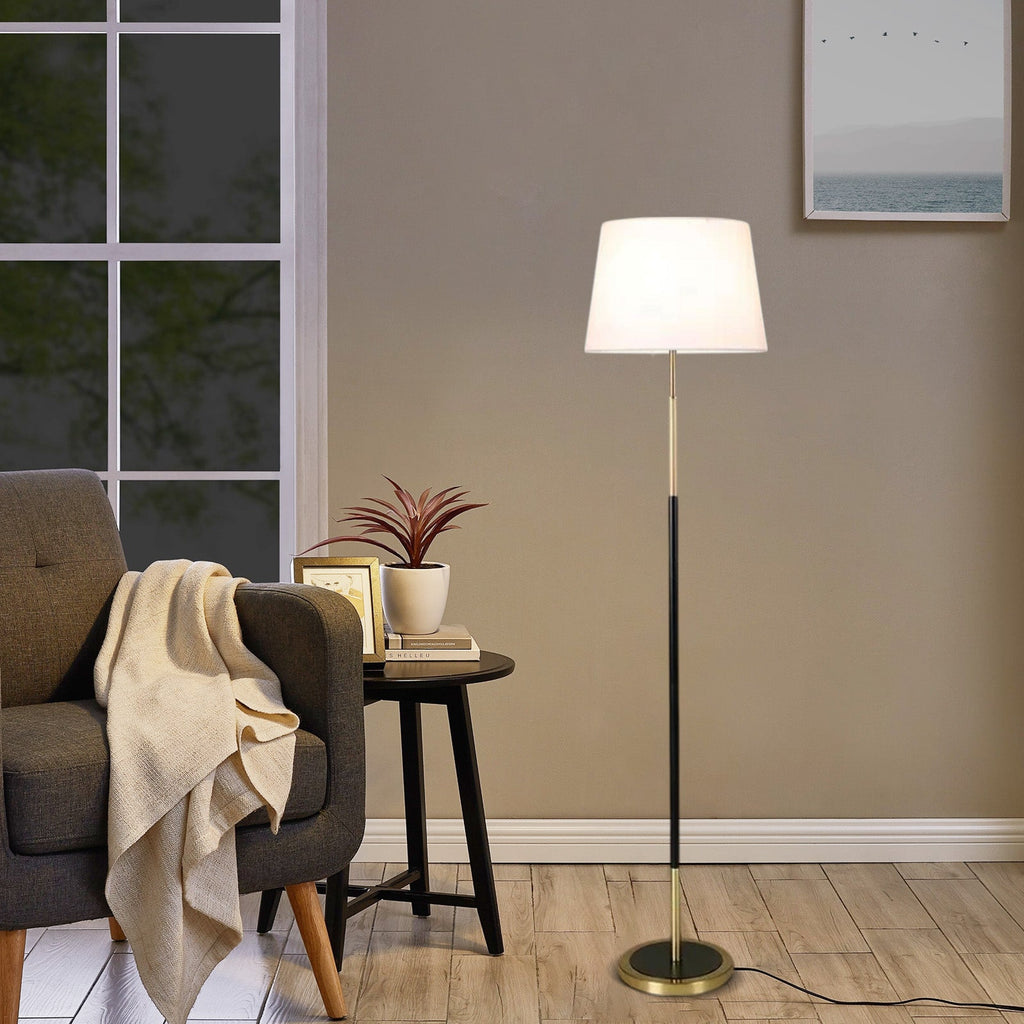 Modern Cylinder Fabric Floor Lamp —  Metal Frame with Warm Glow Indoor - Flindria