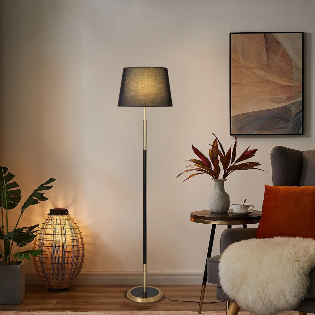 Modern Cylinder Fabric Floor Lamp —  Metal Frame with Warm Glow Indoor - Flindria