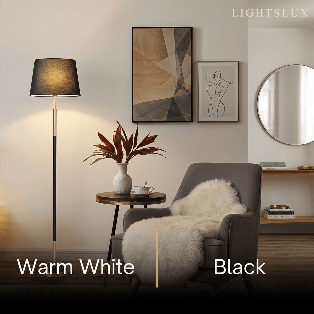 Modern Cylinder Fabric Floor Lamp —  Metal Frame with Warm Glow Indoor - Flindria