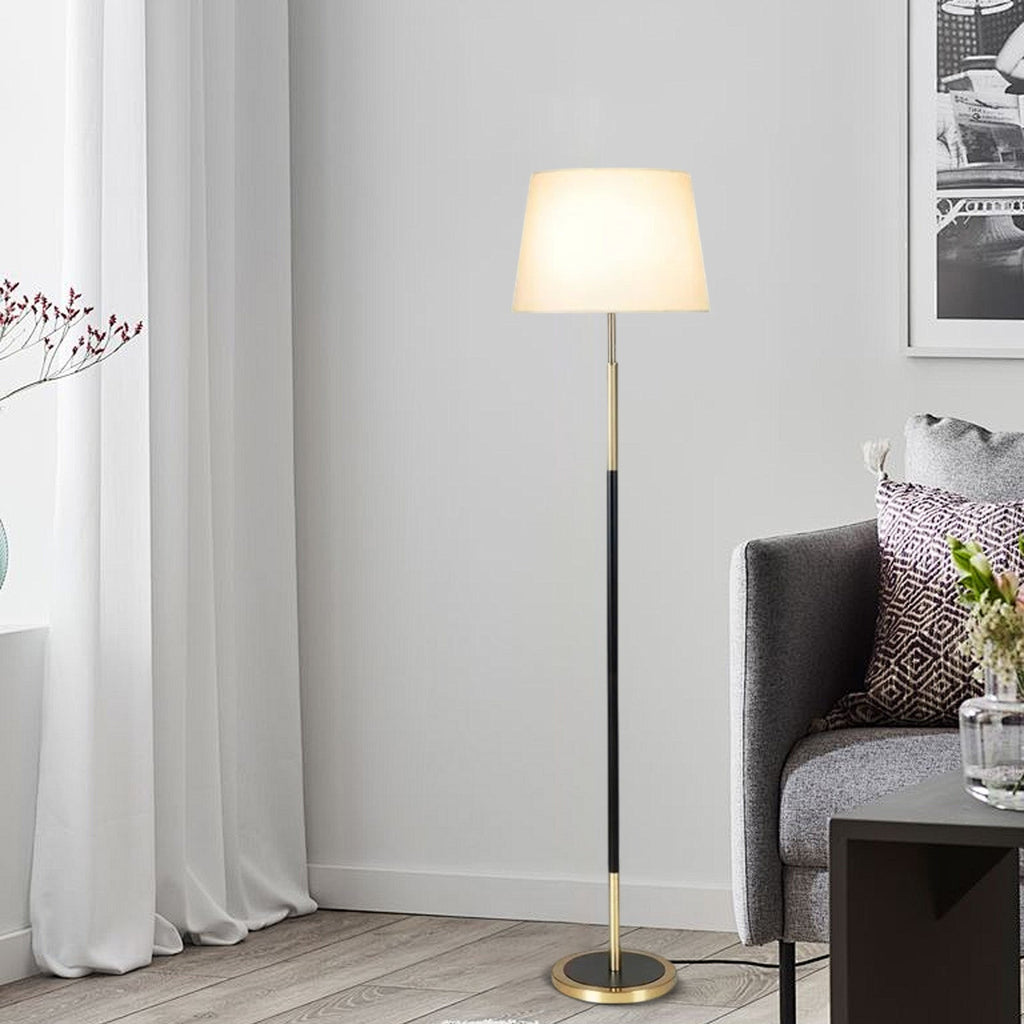 Modern Cylinder Fabric Floor Lamp —  Metal Frame with Warm Glow Indoor - Flindria