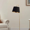 Verola Modern Arched Floor Lamp - Black/White Metal with Fabric Shade Living Room - Flindria