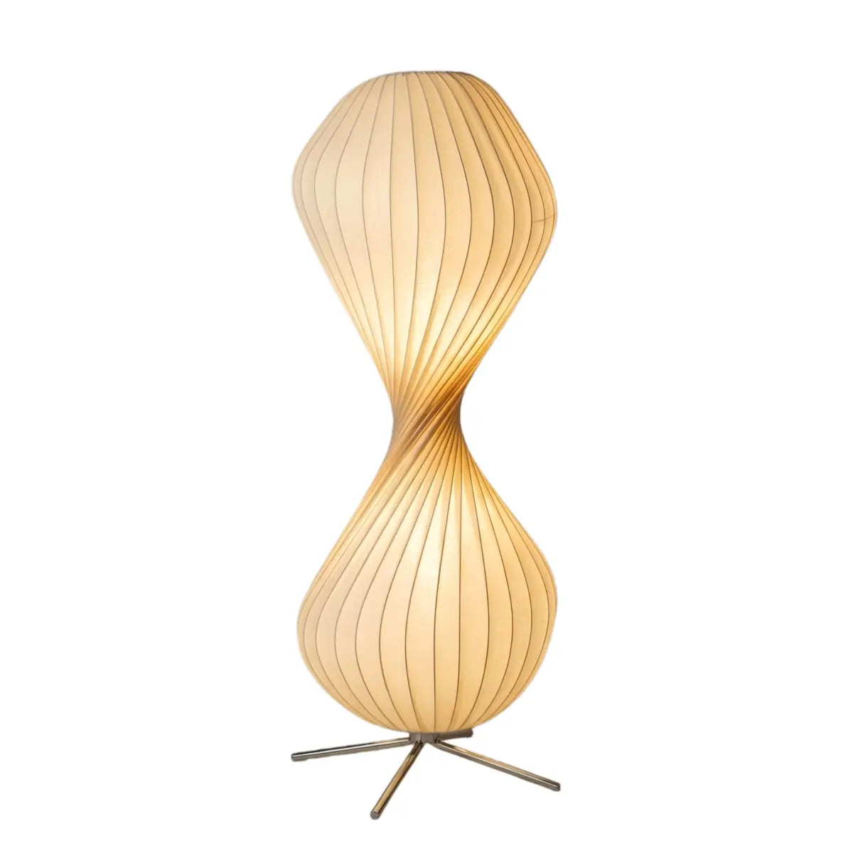 Art Deco Floor Lamp – White Pleated Fabric & Metal for Bedroom - Flindria