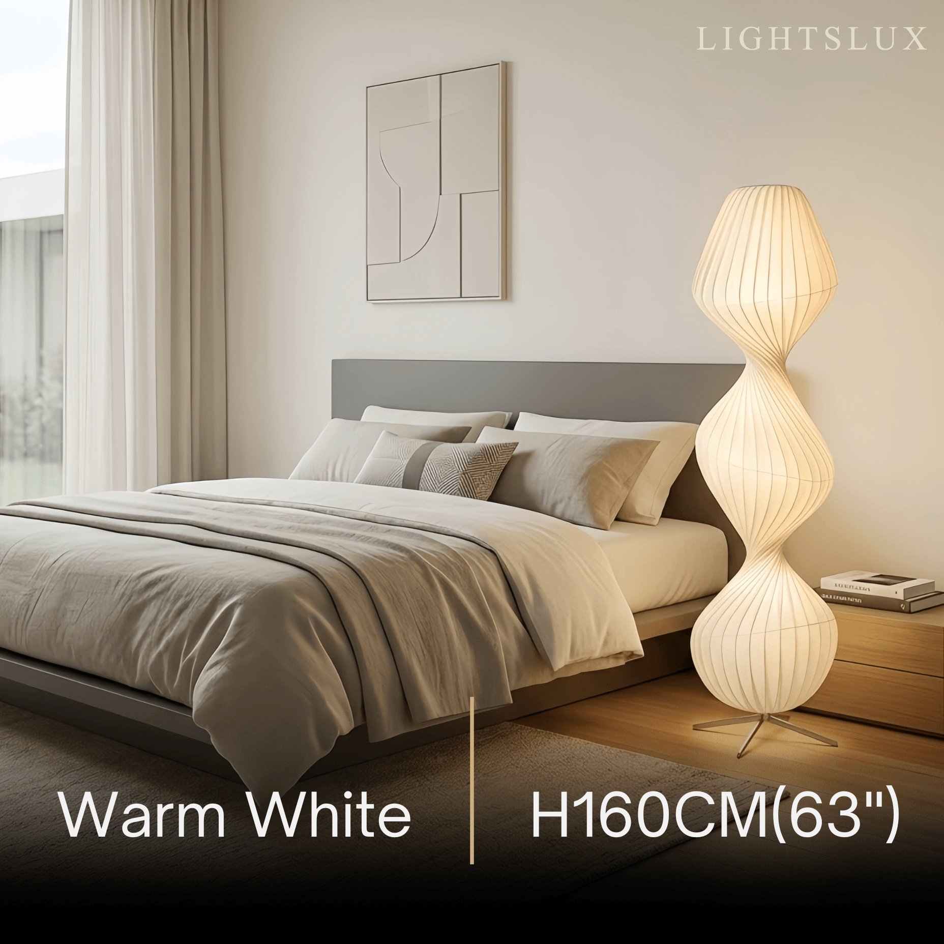 Art Deco Floor Lamp – White Pleated Fabric & Metal for Bedroom - Flindria