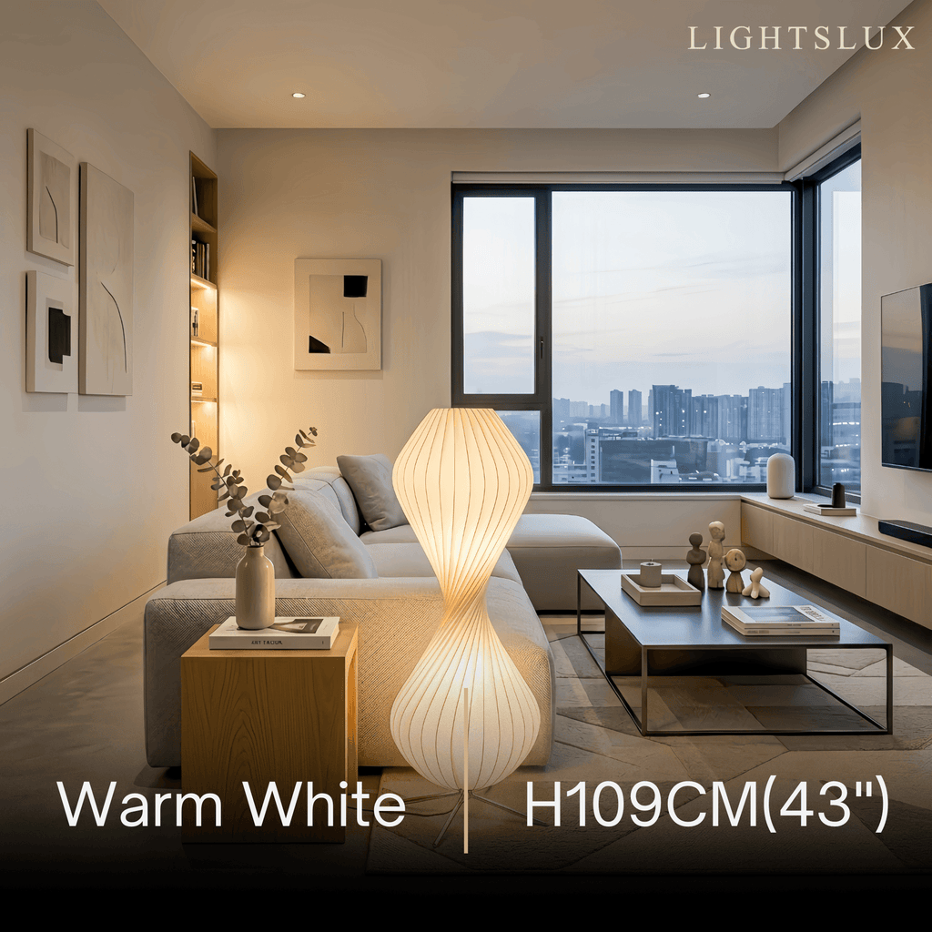 Art Deco Floor Lamp – White Pleated Fabric & Metal for Bedroom - Flindria