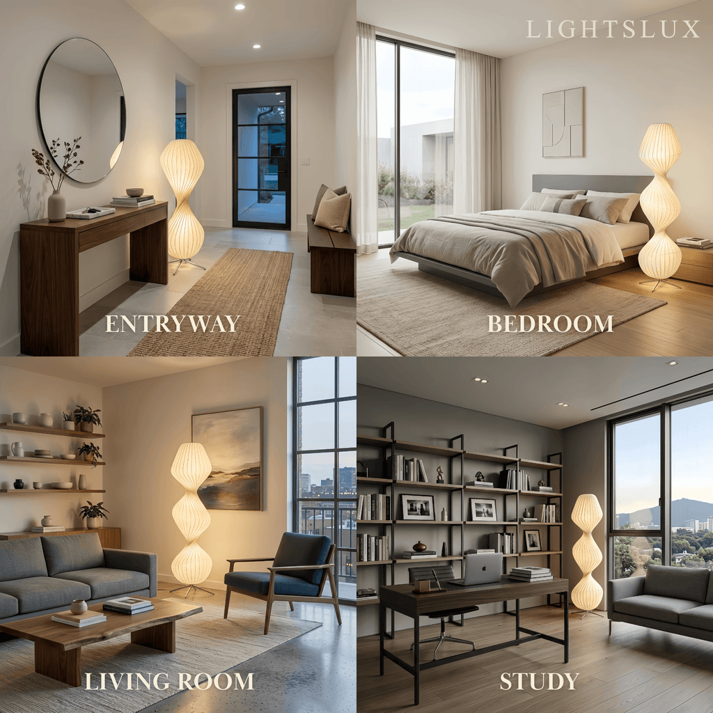 Art Deco Floor Lamp – White Pleated Fabric & Metal for Bedroom - Flindria