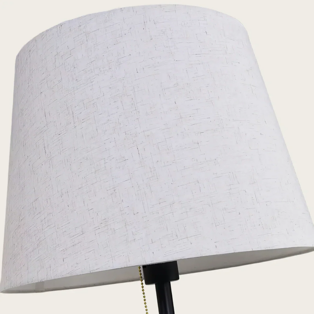 Modern Floor Lamp with Fabric Shade — Black Metal for Dining Room - Flindria
