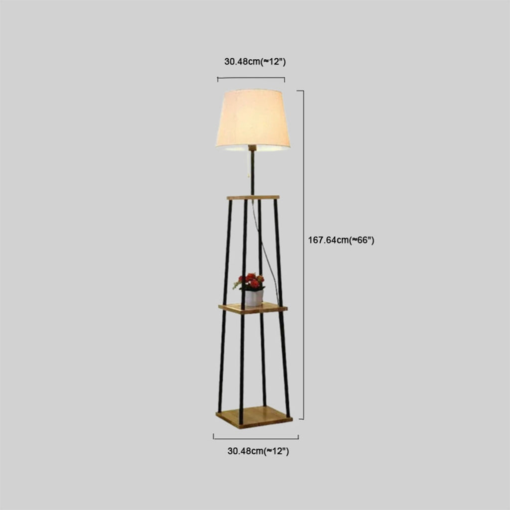 Modern Floor Lamp with Fabric Shade — Black Metal for Dining Room - Flindria