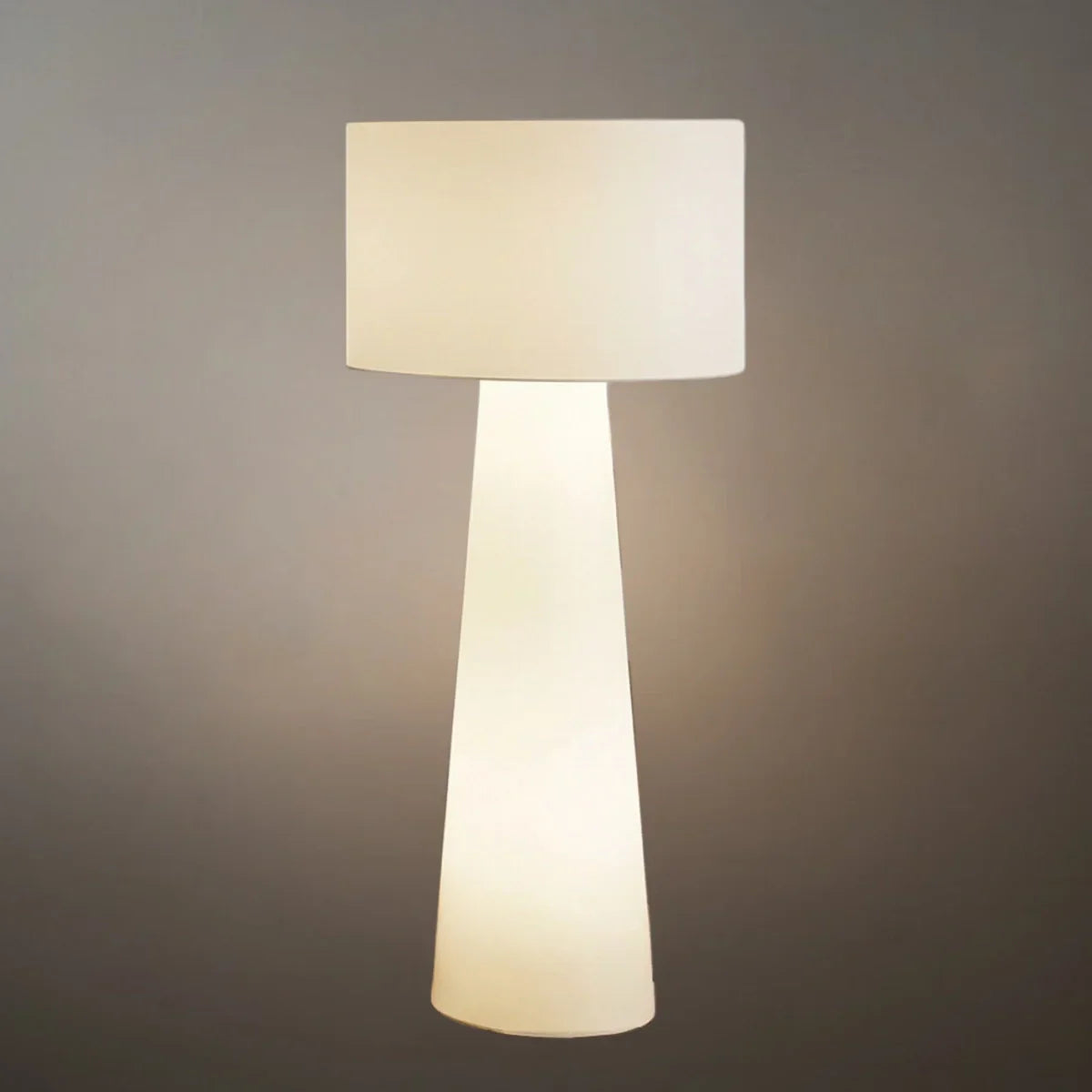 Lampe sur pied cylindrique minimaliste - Métal blanc et tissu pour salon - Flindria