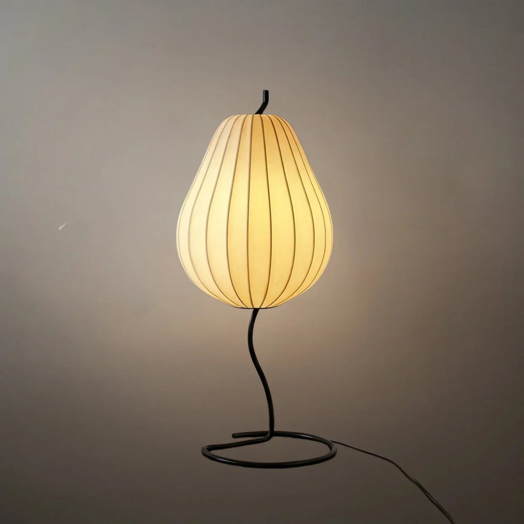 Japanese Style Floor Lamp with Pear-Shaped — White Metal for Bedroom - Flindria