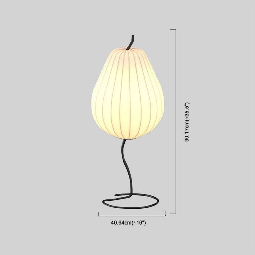 Japanese Style Floor Lamp with Pear-Shaped — White Metal for Bedroom - Flindria