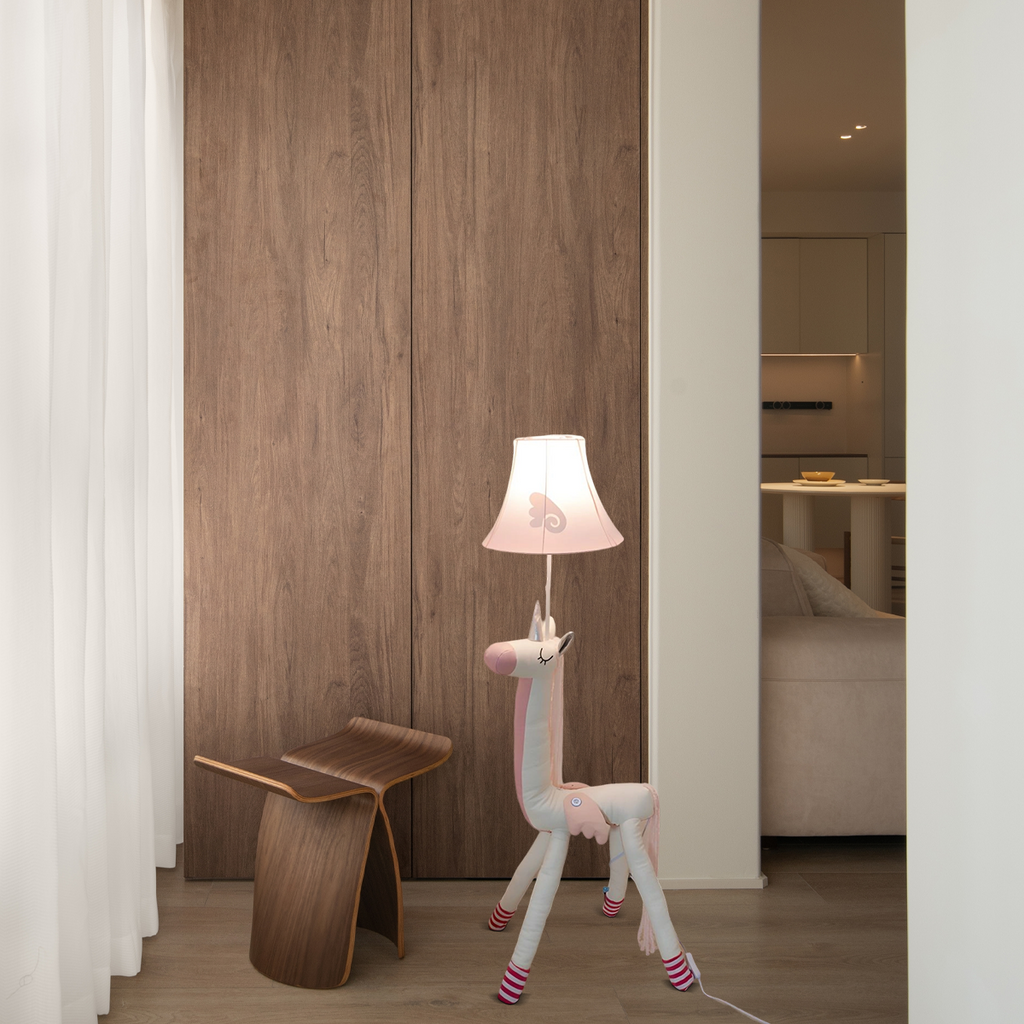 Nordic Unicorn Floor Lamp – Plush & Metal for Dining Room/Kid's Room - Flindria