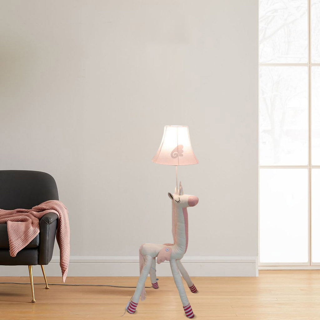 Nordic Unicorn Floor Lamp – Plush & Metal for Dining Room/Kid's Room - Flindria