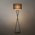 Modern Floor Lamp with Cylindrical Fabric Shade — Beige Metal for Bedroom - Flindria