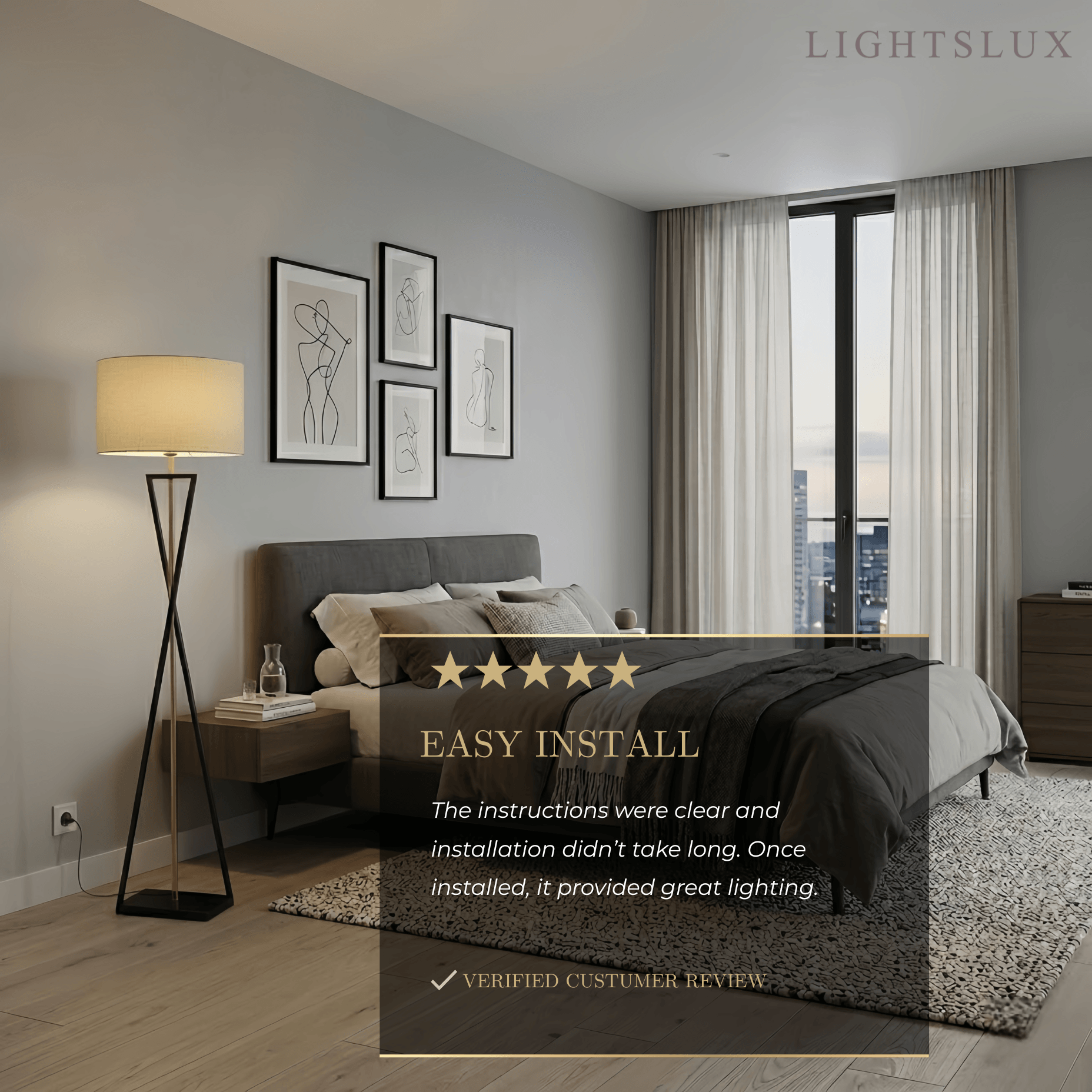 Modern Floor Lamp with Cylindrical Fabric Shade — Beige Metal for Bedroom - Flindria