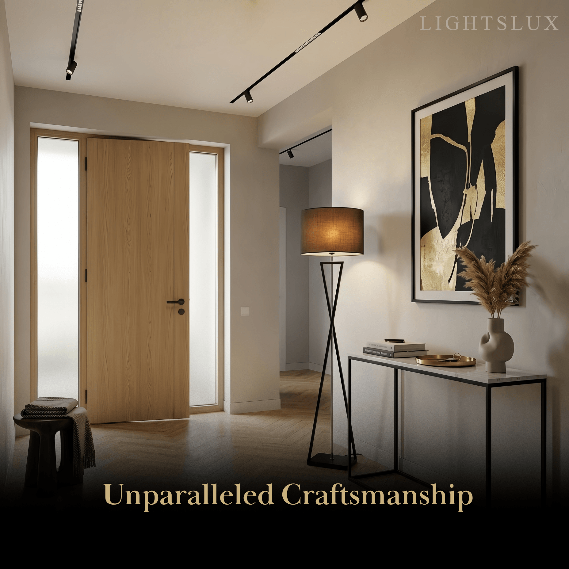 Modern Floor Lamp with Cylindrical Fabric Shade — Beige Metal for Bedroom - Flindria