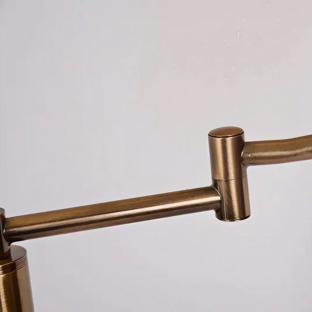 Modern Floor Lamp — Brass Metal & Fabric Cylinder Shade Living Room - Flindria