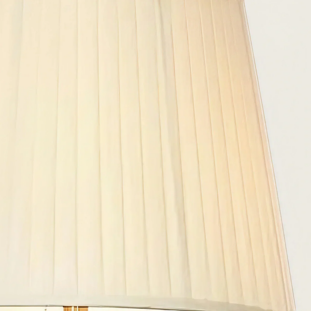 Modern Floor Lamp — Brass Metal & Fabric Cylinder Shade Living Room - Flindria