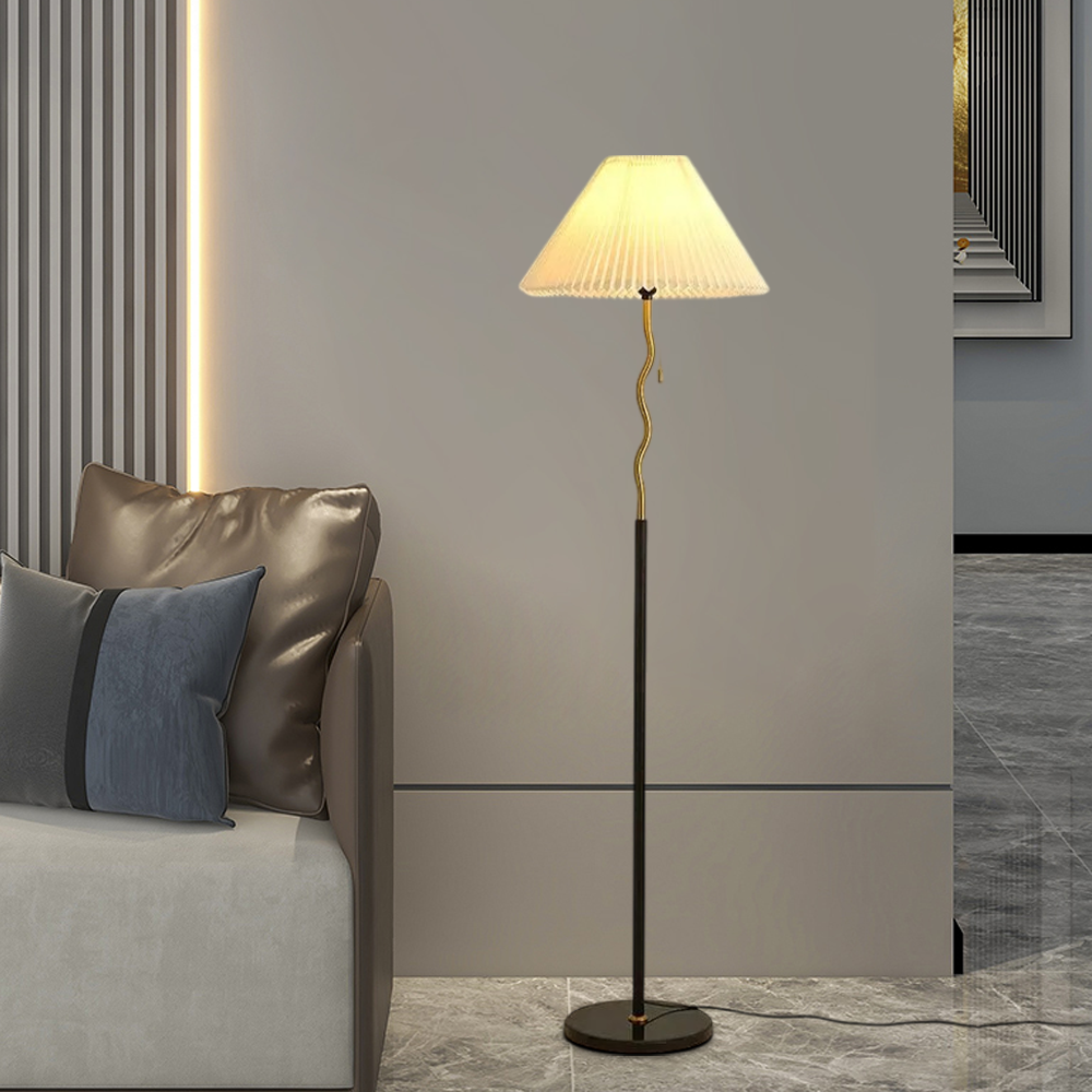 Minimalist Metal & Fabric Floor Lamp -- Black&White for Living Room/Bedroom - Flindria