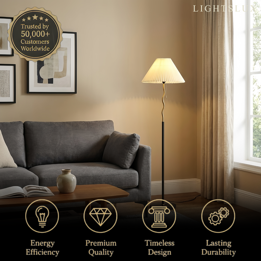 Minimalist Metal & Fabric Floor Lamp -- Black&White for Living Room/Bedroom - Flindria