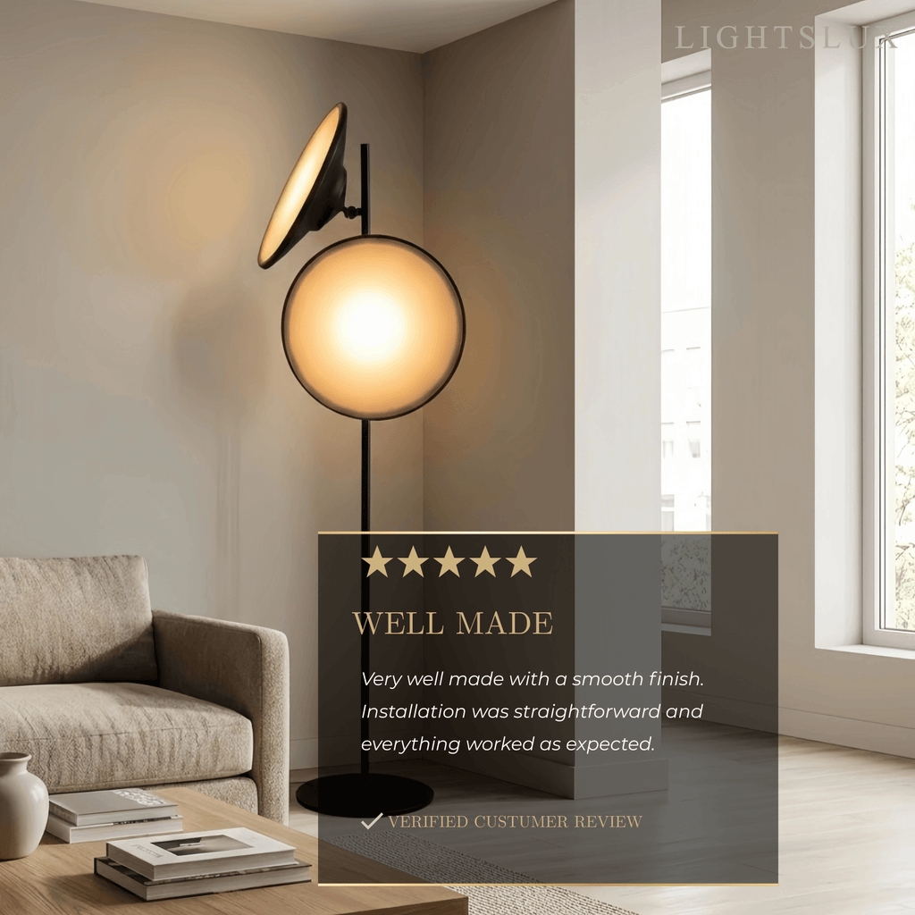 Modern Floor Lamp - Black Metal Trumpet with Adjustable Hood for Bedroom - Flindria