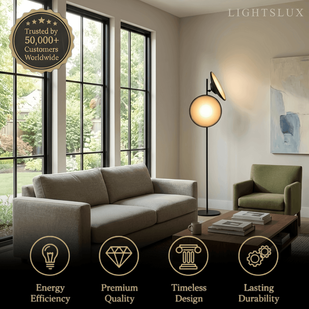 Modern Floor Lamp - Black Metal Trumpet with Adjustable Hood for Bedroom - Flindria