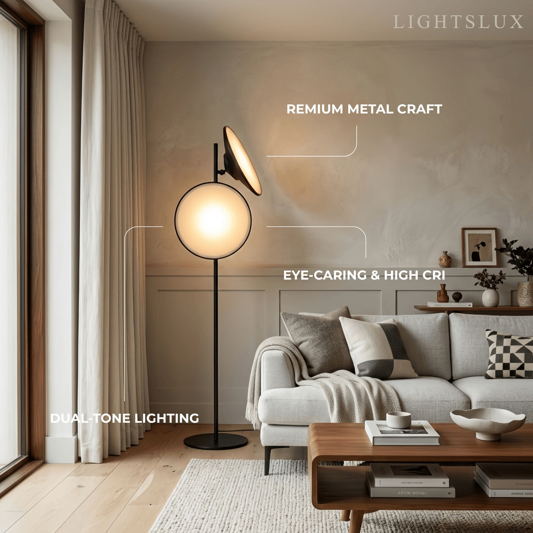 Lampadaire moderne - Trompette en métal noir avec capuche réglable pour chambre - Flindria