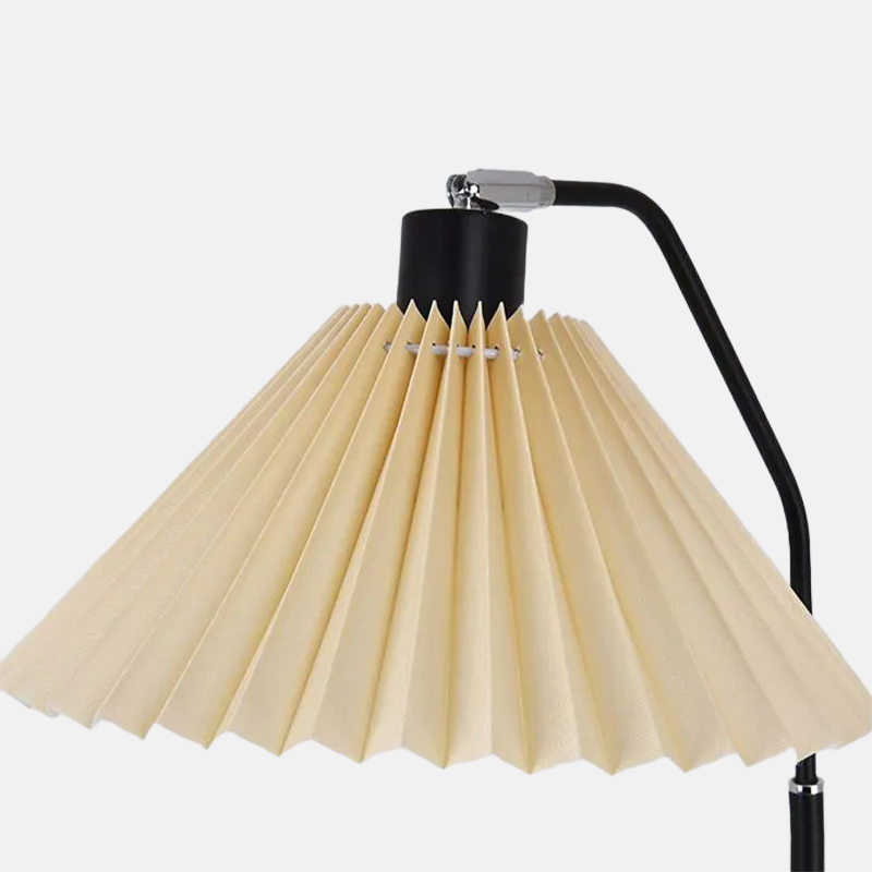 Minimalist Modern Floor Lamp — Pleated Metal/Fabric with Hooded Living Room - Flindria