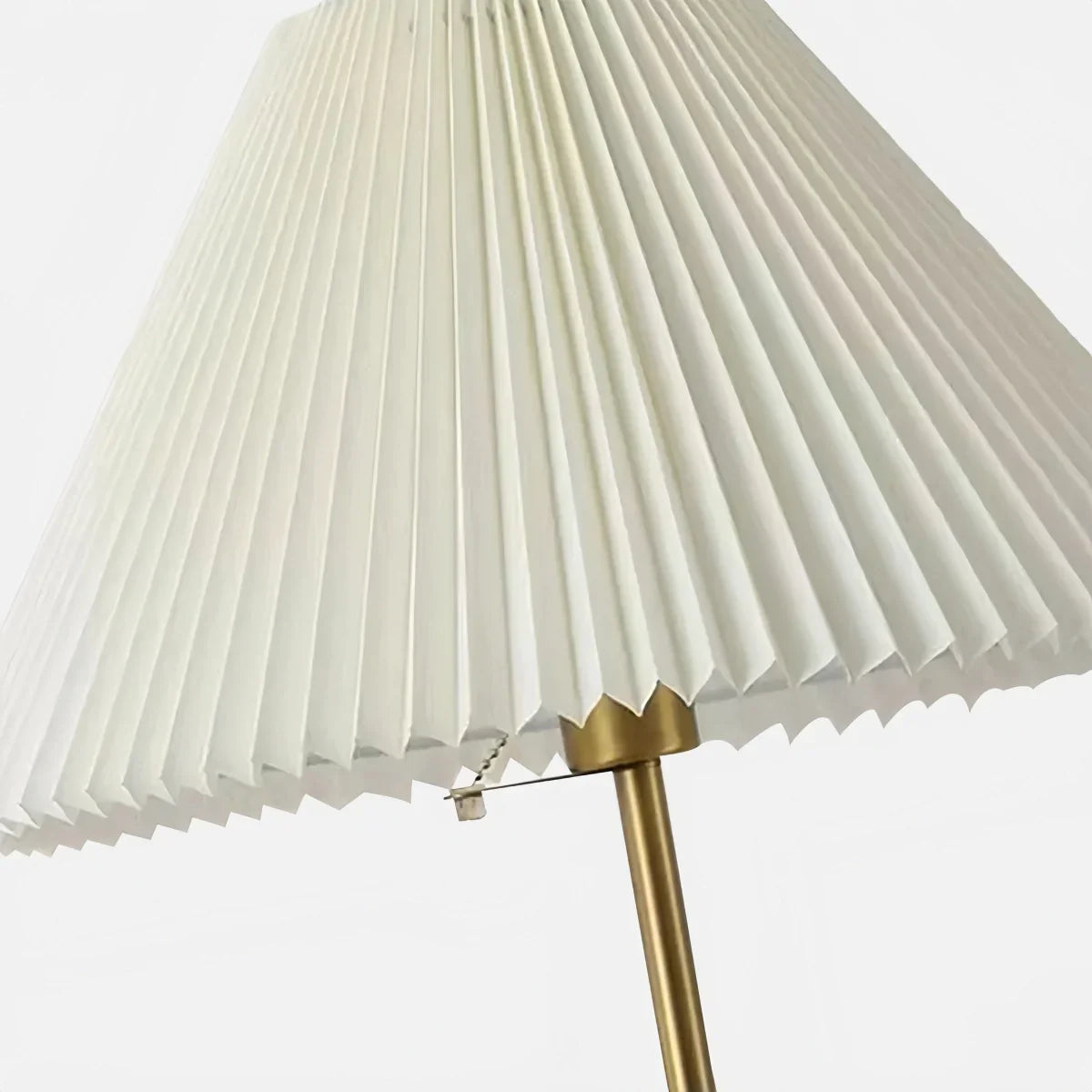 Modern Floor Lamp — White Pleated Metal Fabric with Hooded Shade for Bedroom - Flindria