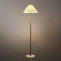 Modern Floor Lamp — White Pleated Metal Fabric with Hooded Shade for Bedroom - Flindria