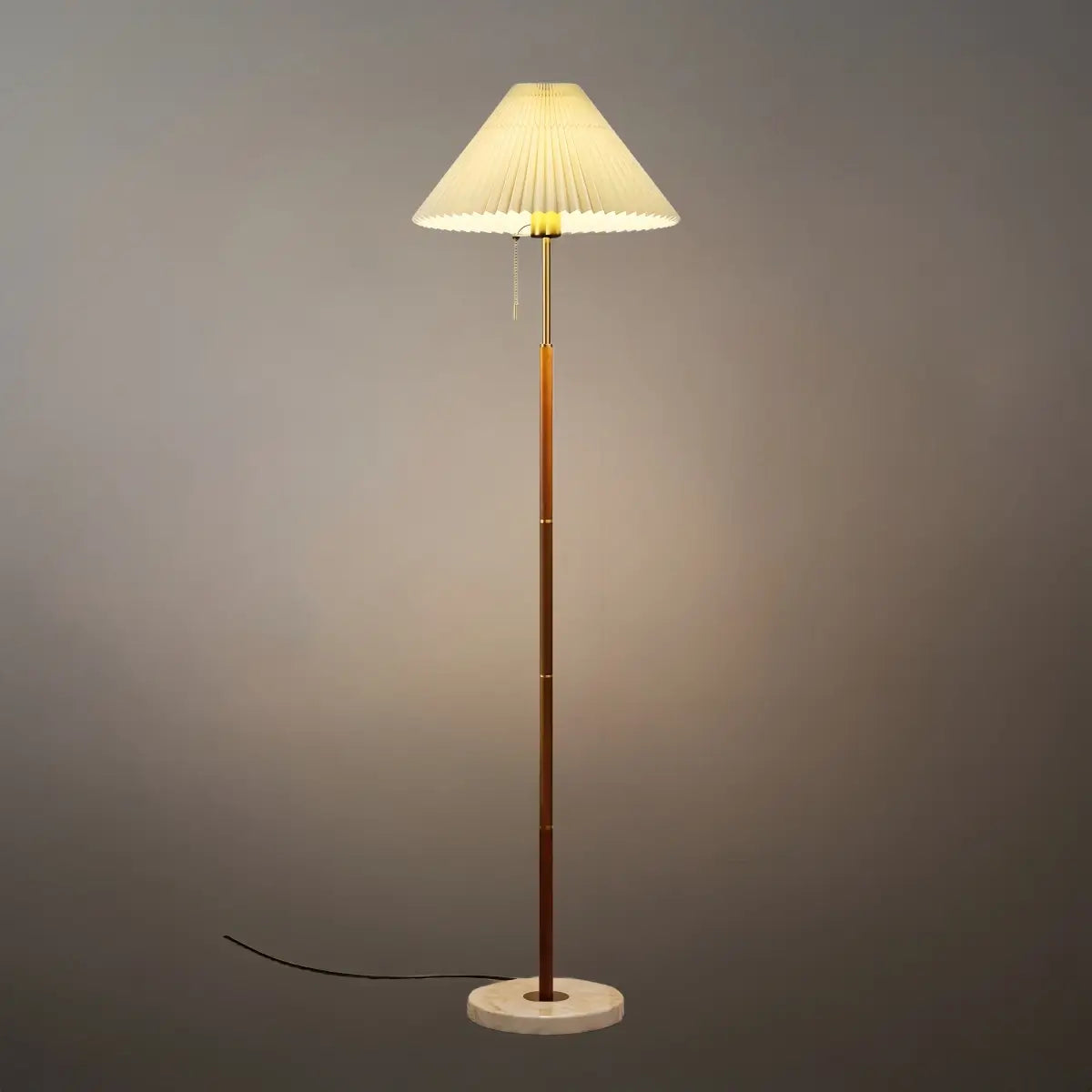 Modern Floor Lamp — White Pleated Metal Fabric with Hooded Shade for Bedroom - Flindria