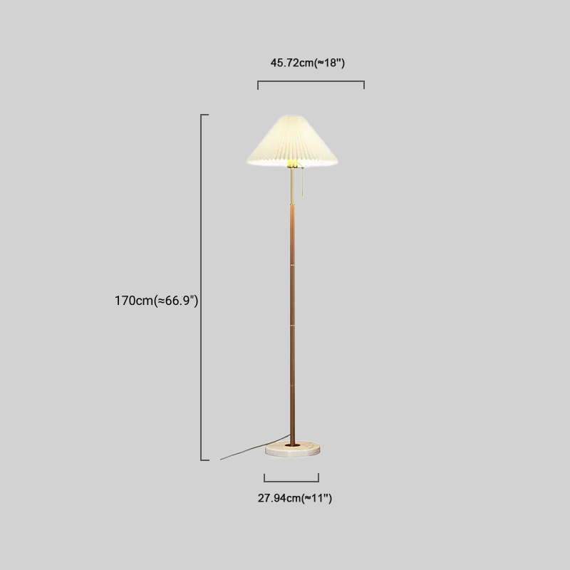 Modern Floor Lamp — White Pleated Metal Fabric with Hooded Shade for Bedroom - Flindria