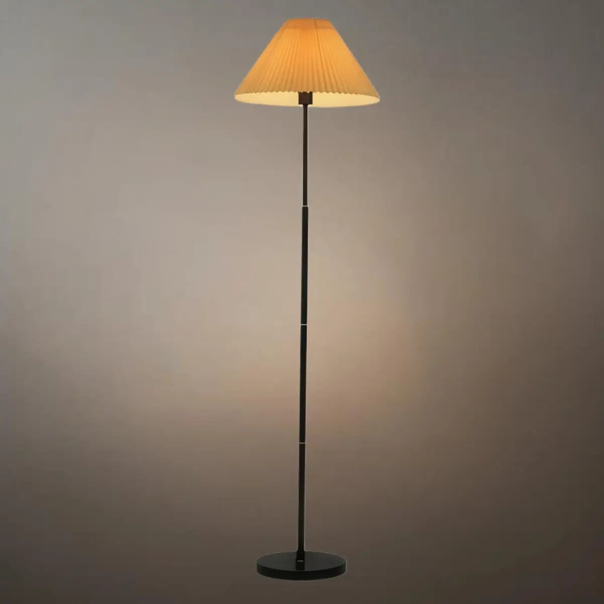 Vintage Floor Lamp — White Pleated Metal & Fabric with Hooded Shade for Living Room - Flindria