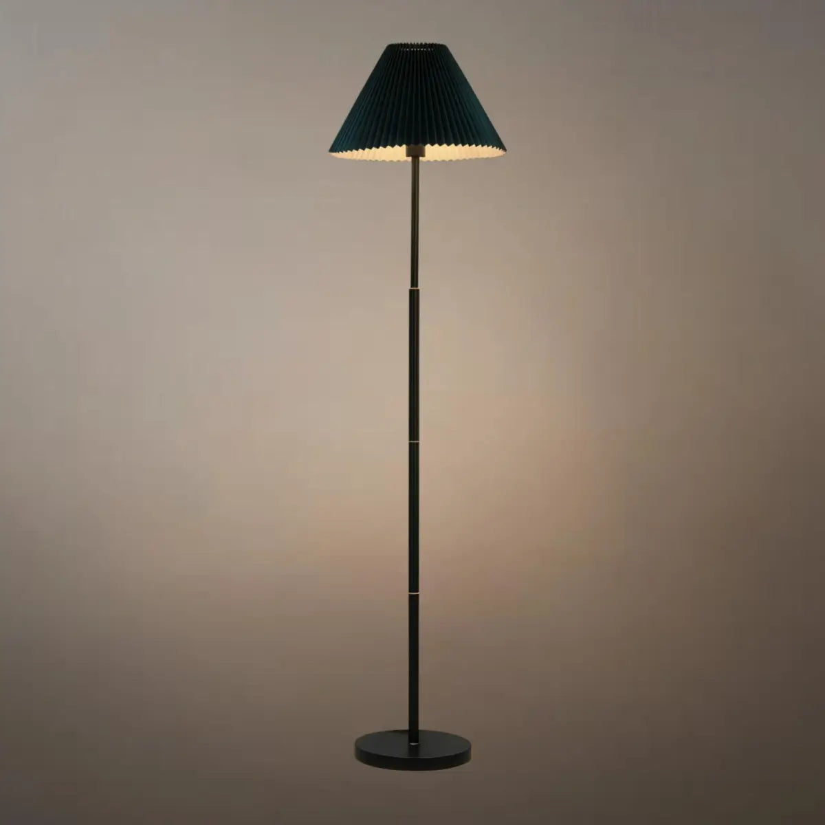 Vintage Floor Lamp — White Pleated Metal & Fabric with Hooded Shade for Living Room - Flindria