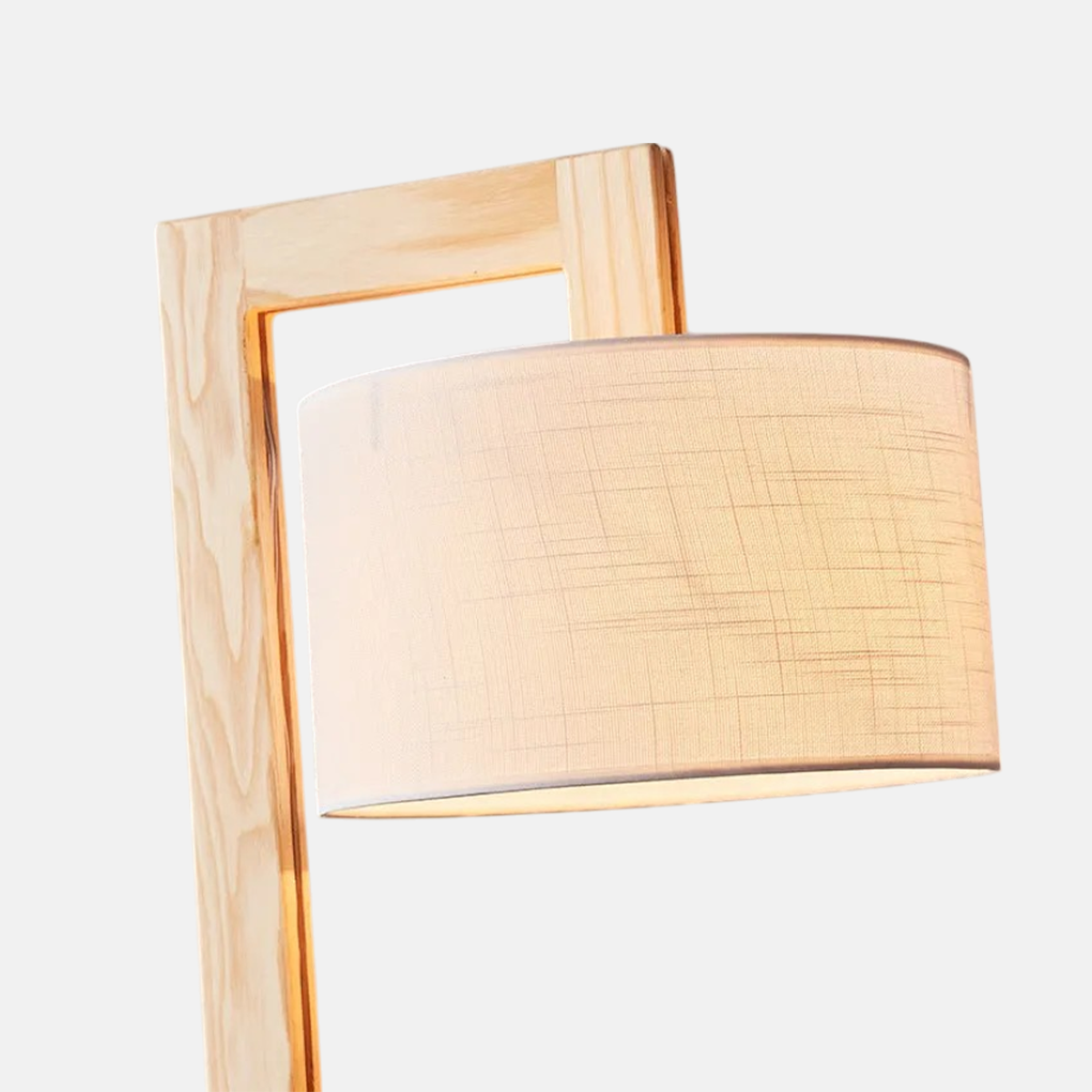 Nordic Floor Lamp – Wood Log with Hooded Shade for Living Room - Flindria