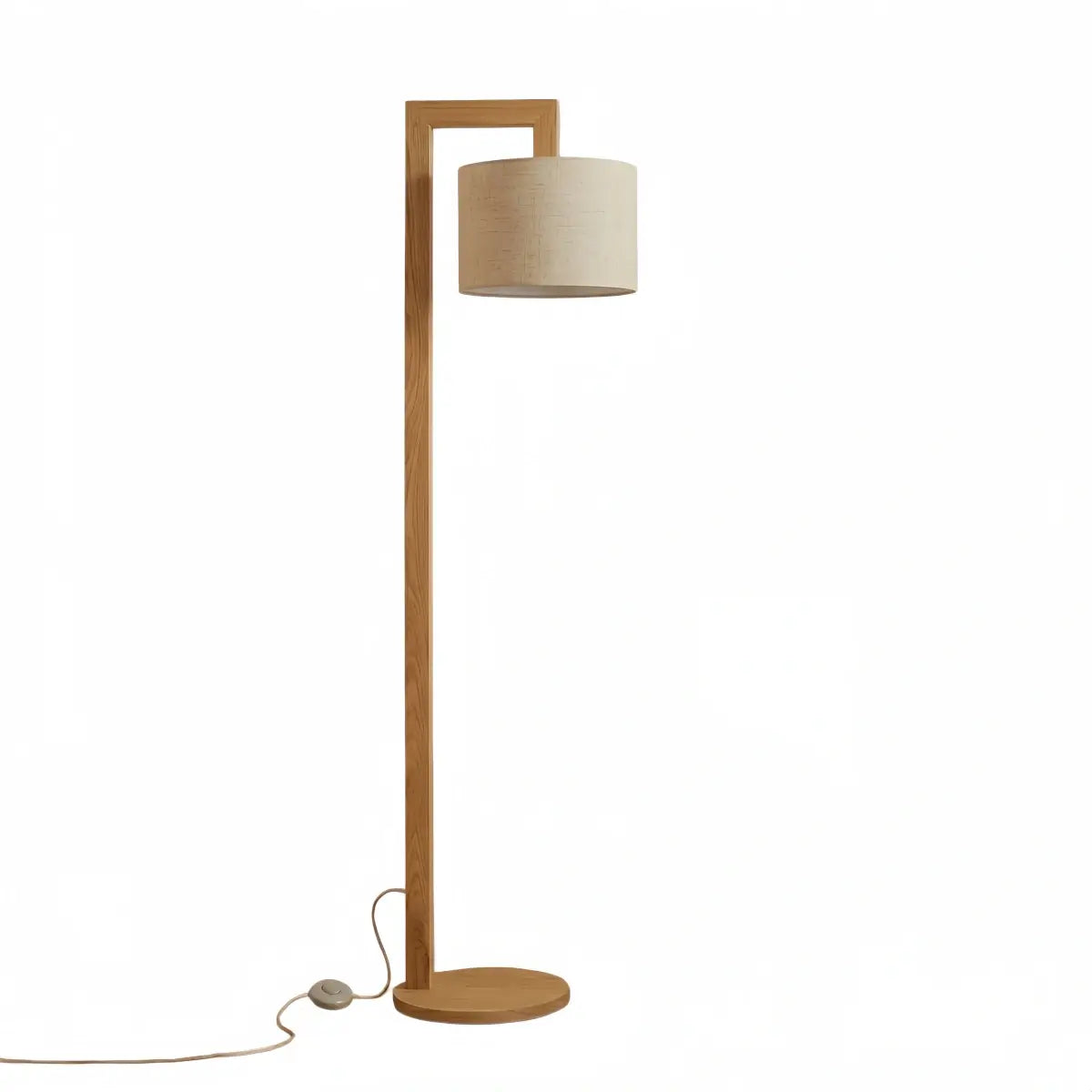 Nordic Floor Lamp – Wood Log with Hooded Shade for Living Room - Flindria