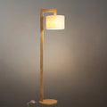 Nordic Floor Lamp – Wood Log with Hooded Shade for Living Room - Flindria