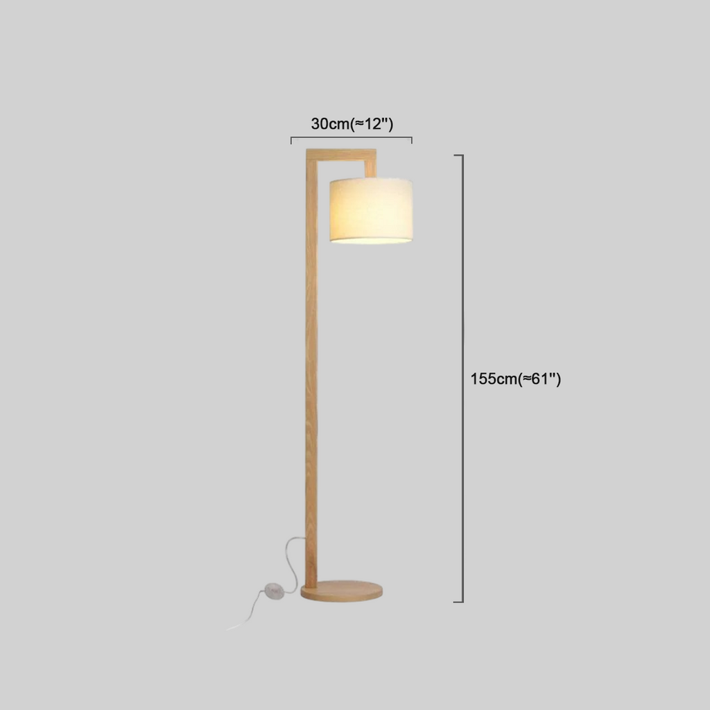 Nordic Floor Lamp – Wood Log with Hooded Shade for Living Room - Flindria