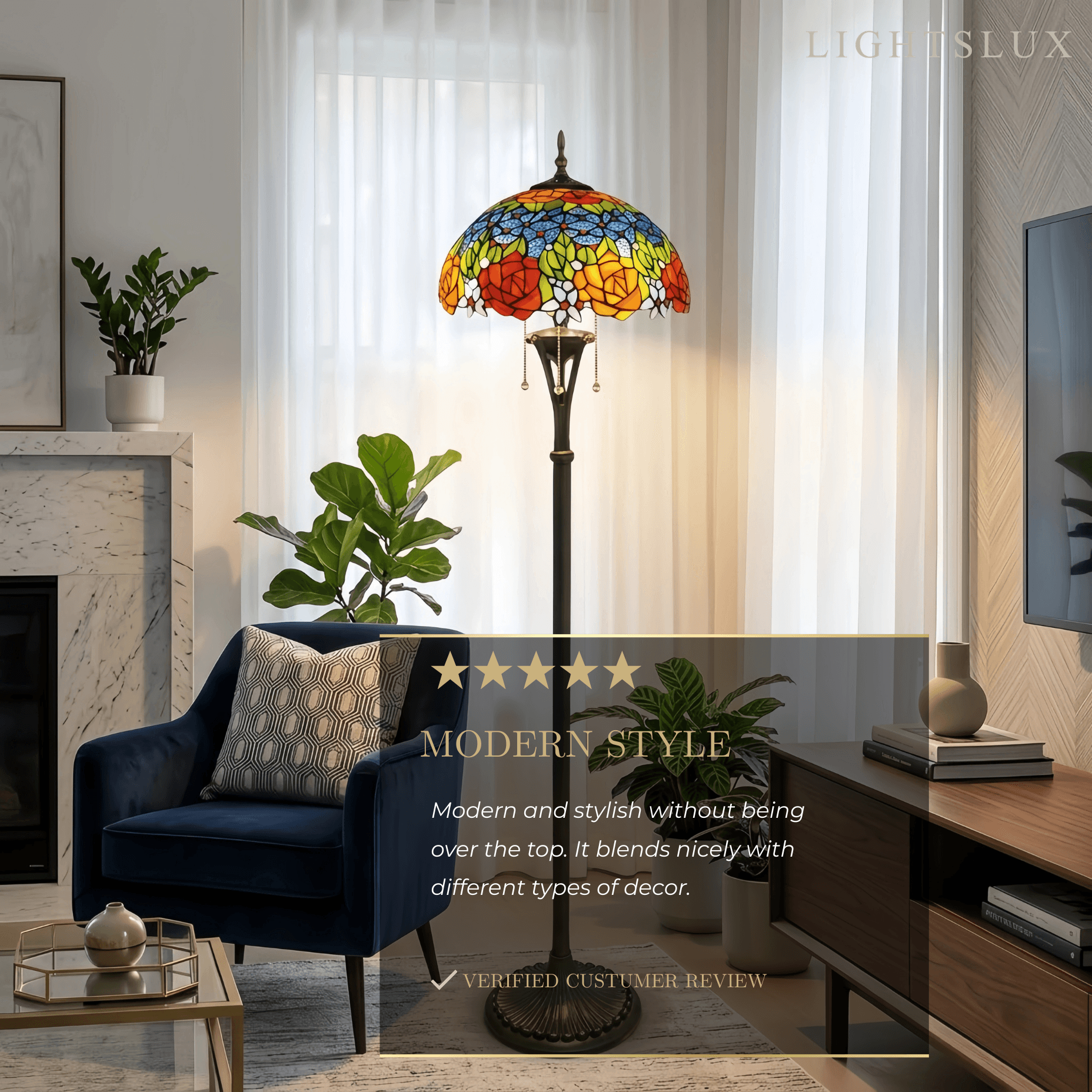 Lampadaire vintage Mahara en métal – Design grappes colorées pour salon - Flindria