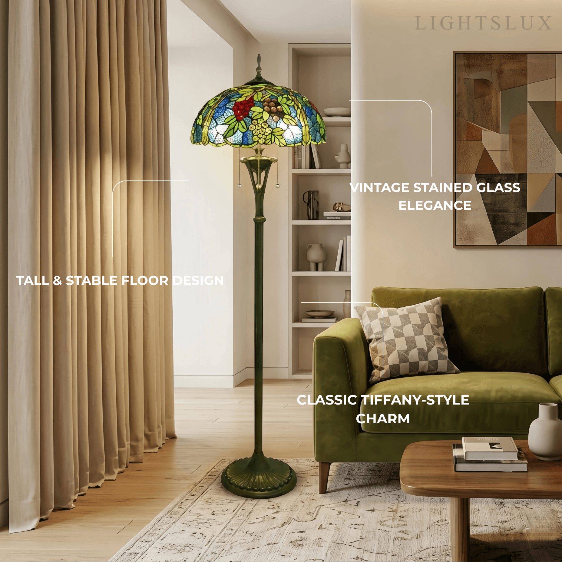 Lampadaire vintage Mahara en métal – Design grappes colorées pour salon - Flindria