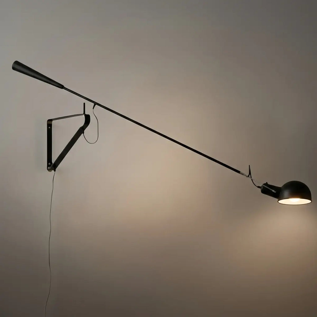 Minimalist Black Wall Lamp-Metal Long Swing Adjustable Arm Living Room/Bedroom - Flindria
