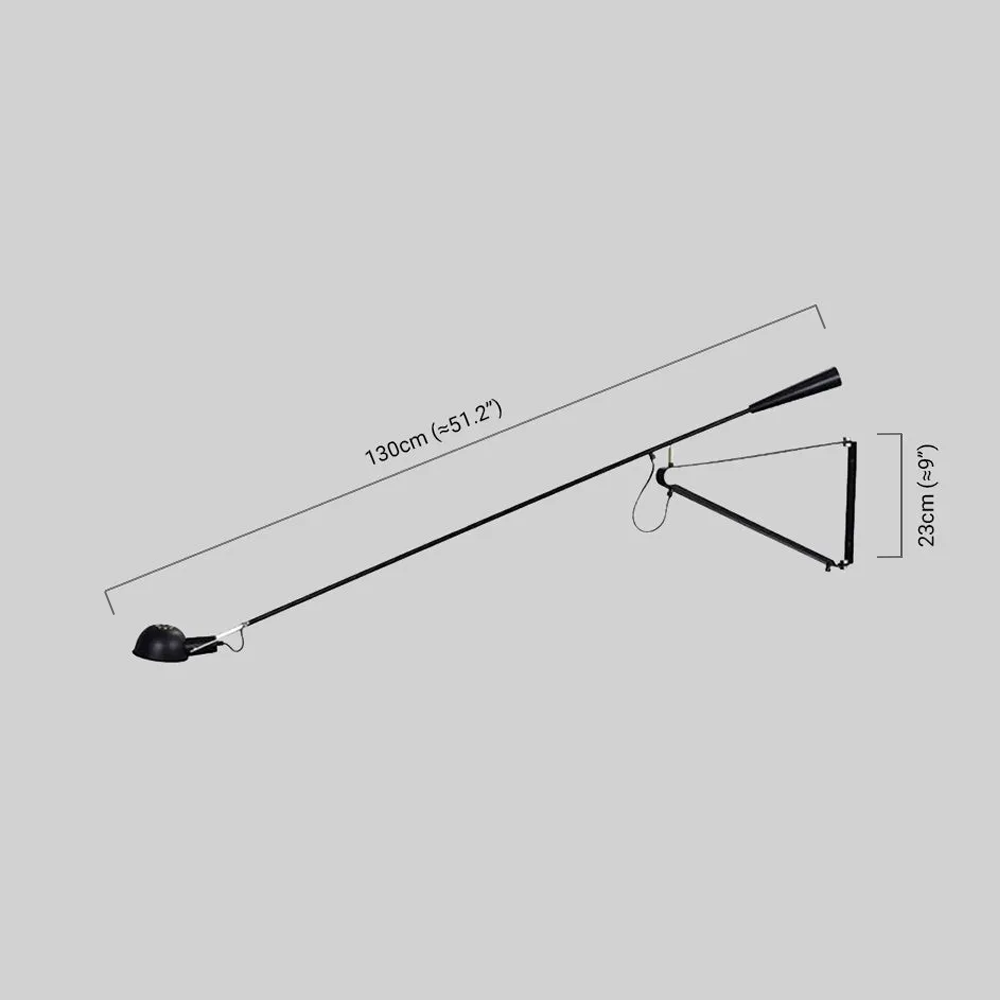 Minimalist Black Wall Lamp-Metal Long Swing Adjustable Arm Living Room/Bedroom - Flindria